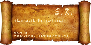Stancsik Krisztina névjegykártya